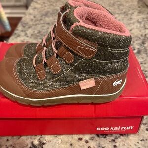 See Kai Run Brown and Pink Kids Boots
